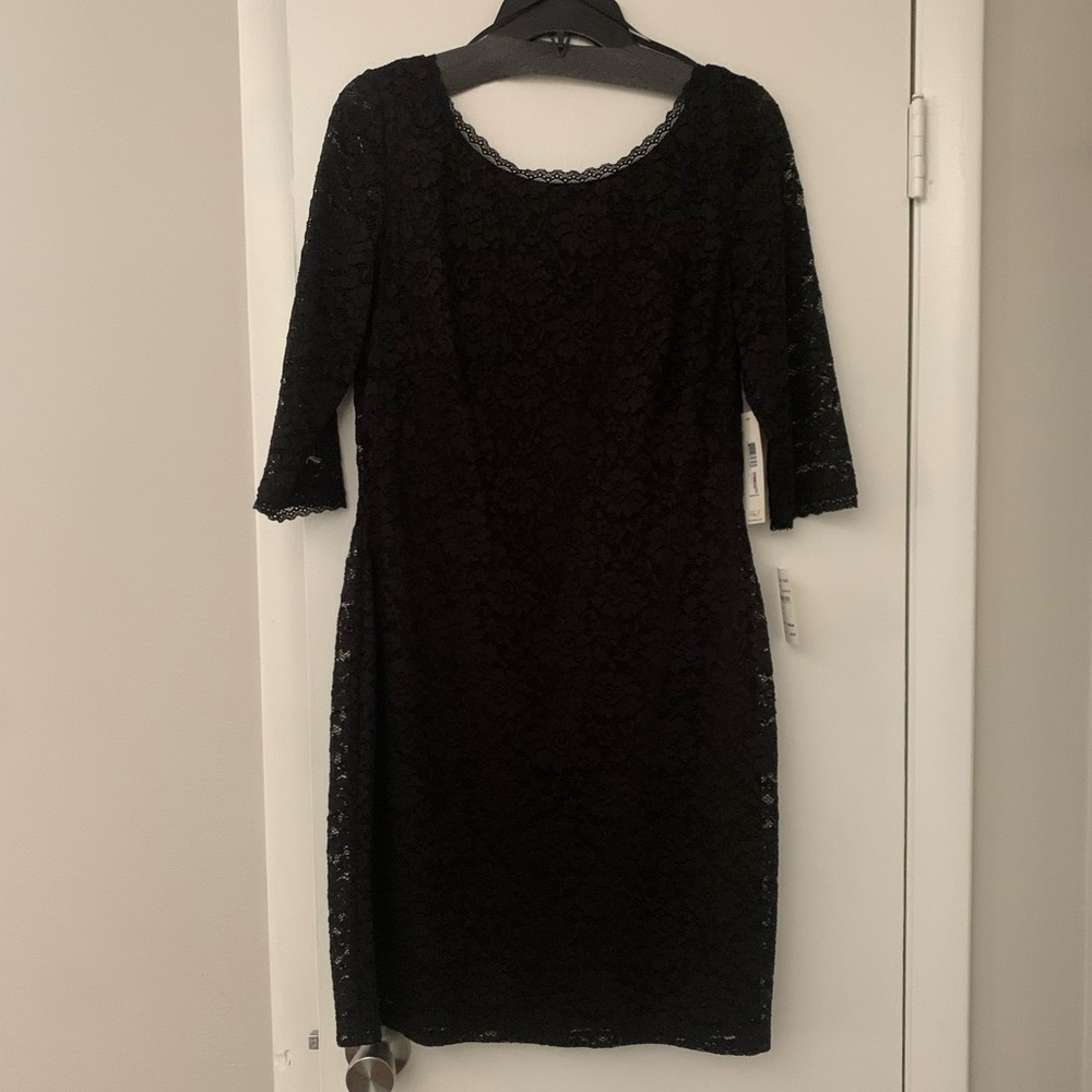 Eliza J, sz 12 (also fits 10), lace, little black dress!